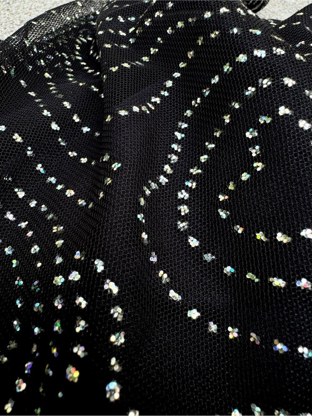 Homecoming Wedding Guest Cocktail Y2K Glitter Mesh Mini Iridescent Silver Rave M - Picture 6 of 6